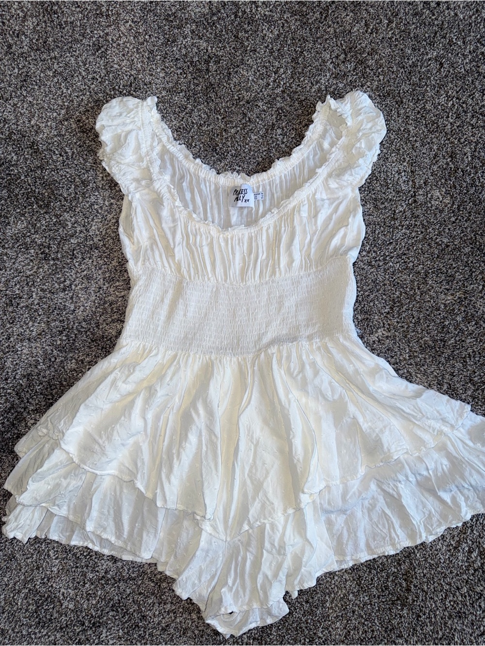 Polly Princess White Ruffle Smocked Peplum skort